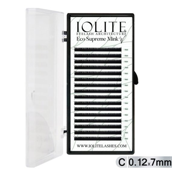 Iolite Eco Supreme Mink W Lashes C Curl – 0.12T Mix & 6mm–15mm | Pre-Fanned Volume Lash Extension Trays for Professional Lash Artists ISMWC12T - 7MM