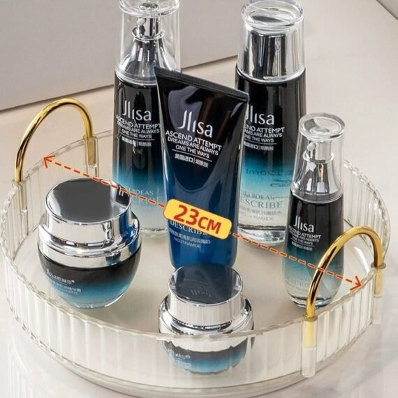 Light luxury cosmetics storage rack rotating disc storage rack storage box bathroom shelf storage frame