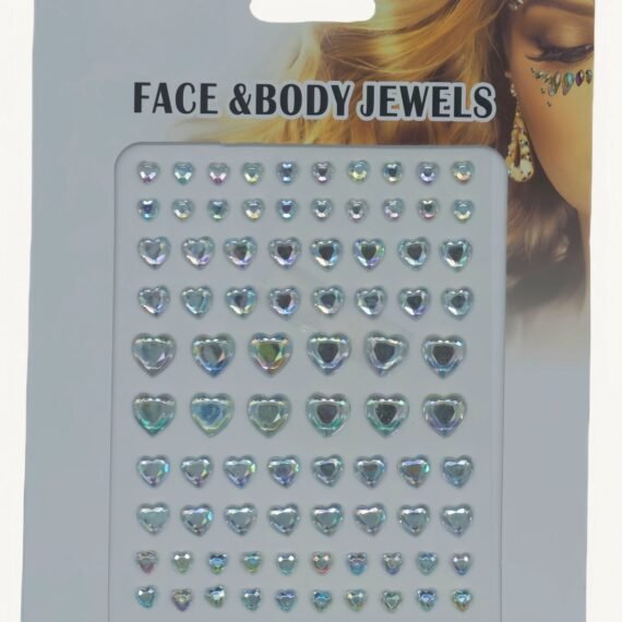 Transparent heart-shaped crystal diamond stickers, face decoration stickers, 3D three-dimensional stickers, children's DIY decorations, self-adhesive jewelry stickers, colored diamond stickers