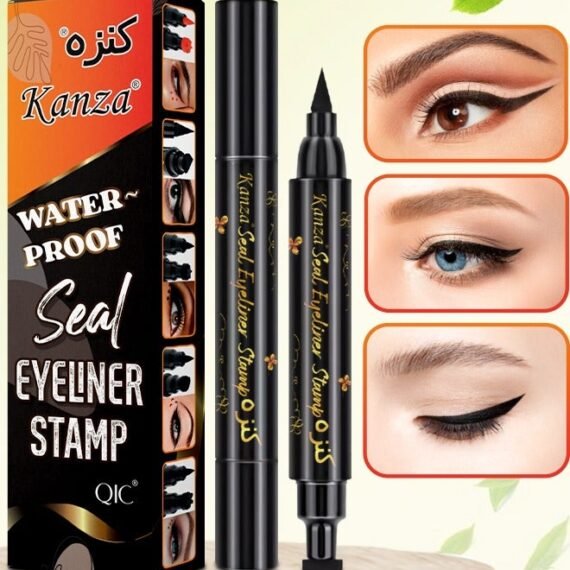 Waterproof Makeup Eyeliner Pen (Black) Double Ended Eye Liner Stamp Eye Makeup Double End Seal Waterproof & Long-Lasting Quick-Dry Stamp Eyeliner Pen for Home and Salon Use