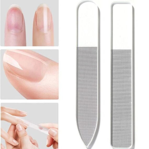 2Pcs Glass Nail Shiner Glass Nail File for Natural Nails Nano Nail Buffers Crystal Shine Polisher Professional Manicure Tools Kit for Acrylic Nail Care