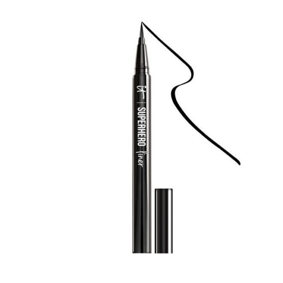 Superhero Liquid Eyeliner Pen, Black - 24-Hour Waterproof Formula Won't Smudge or Fade - With Peptides, Collagen, Biotin & Kaolin Clay - 0.03 fl oz