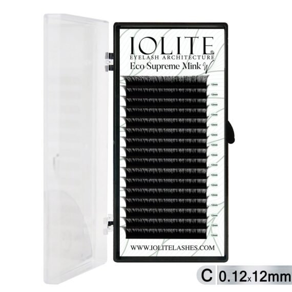 Iolite Eco Supreme Mink W Lashes C Curl – 0.12T Mix & 6mm–15mm | Pre-Fanned Volume Lash Extension Trays for Professional Lash Artists ISMWC12T - 12MM