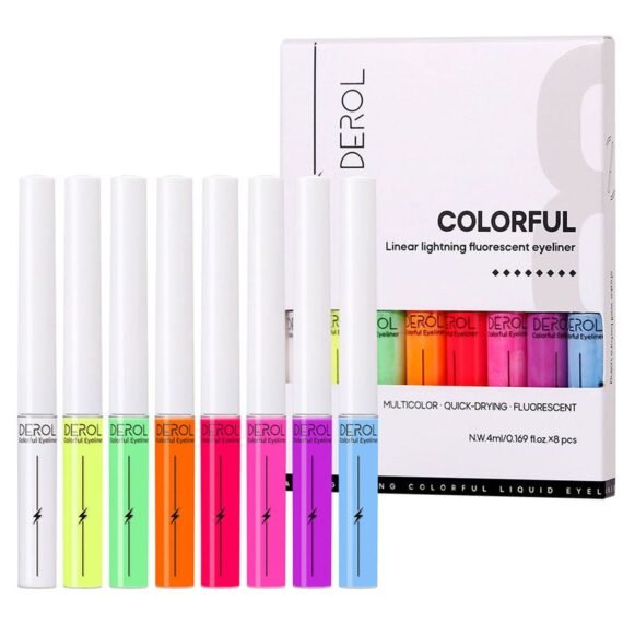 8 Pieces Liquid Eyeliner Long Lasting Waterproof Professional UV Makeup Colorful Eyeliners Set
