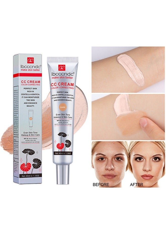 CC Cream Color Correcting,Perfect Skin Rich in Centella Asiatica, Multi-Purpose Skin Tone Adjusting CC Cream Concealer Full Coverage, SPF 25 Sunscreen Moisturizing Pre-Makeup Primer Brightening For Mature Skin # #Dark