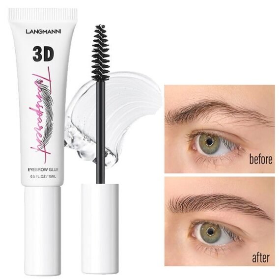 3D Eyebrow Glue - Clear Brow Fix Gel, Transfer Proof Eyebrow Mascara Long Lasting Waterproof and Sweat Proof Eyebrow Repair Liquid Brows Styling