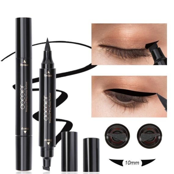 Liquid Eye liner Stamp Black Double-sided Winged Eye Liner Ink Waterproof Smudgeproof Long Lasting Wing Original Eyeliner Pen