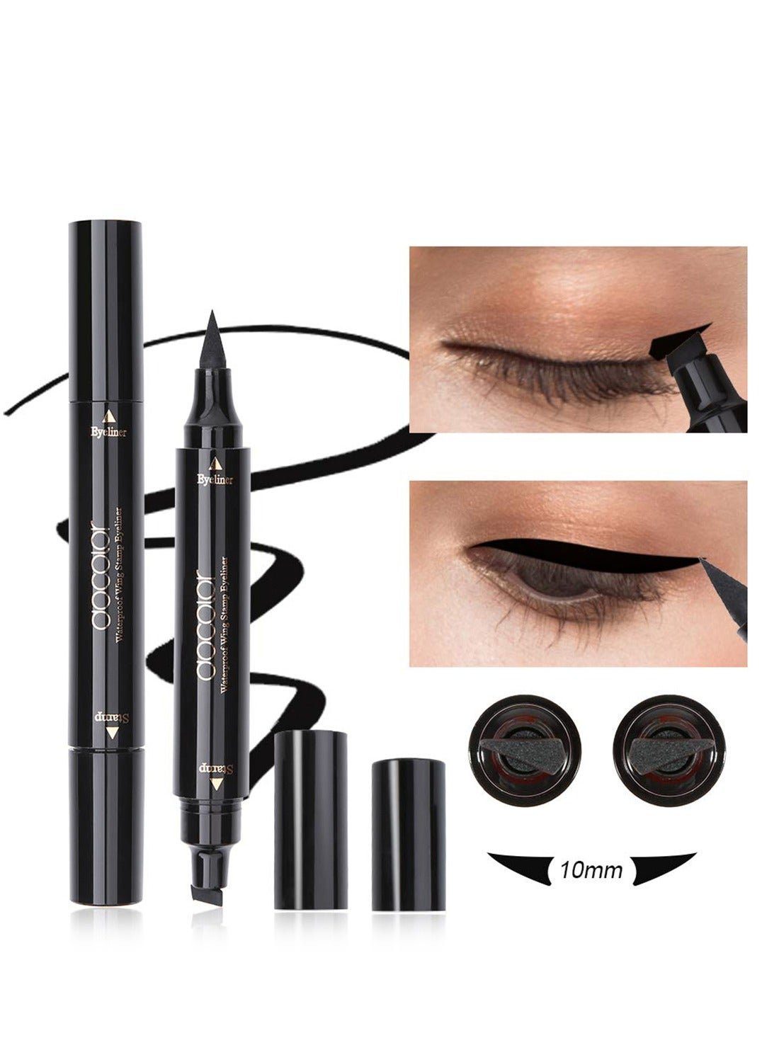 Liquid Eye liner Stamp Black Double-sided Winged Eye Liner Ink Waterproof Smudgeproof Long Lasting Wing Original Eyeliner Pen