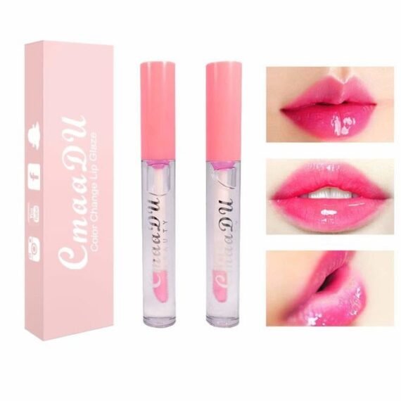 2 Pcs Color Changing Lip Gloss Lip Oil Tinted, Pink Magic Mood Lipstick,Temperature Color Change Lip Stain Lip Balm, Longlasting Lips Will Not Dry Out