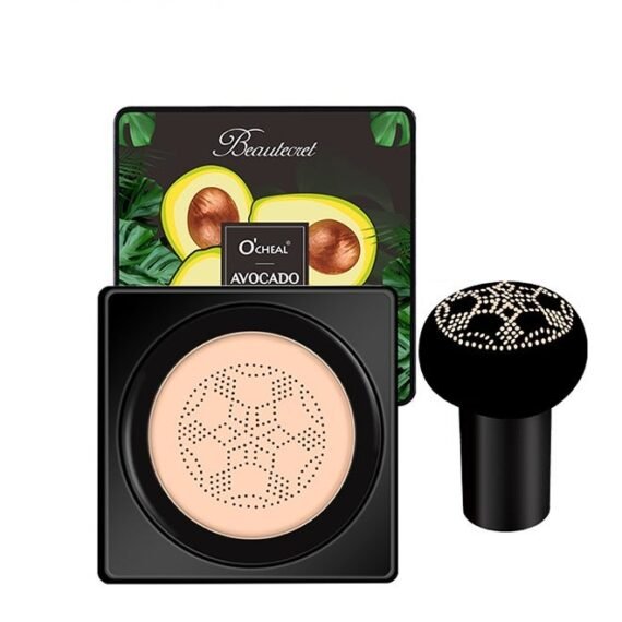 Avocado Moisturizing Conceal Beauty  Cushion Cream,  Mushroom Air Cushion Concealer Moisturizing Foundation Primer Makeup Cream All Day Nude Foundation Even Skin Tone Makeup Base Moisturizing
