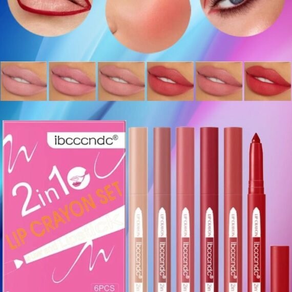 6 Colors 2in1 Lip Liner and Lipstick Lip Crayon Set Waterproof Long Lasting Lipstick Lip Contour Makeup Lip Pencil Set Full Color Lip Liner Lippie Pencil Lip Liner Lipstick Matte 13