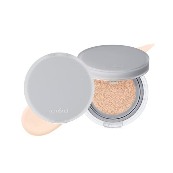 Rom&nd Nu Zero Cushion (01 Porcelain 17) Long Lasting, High Coverage, Semi Matte Finish, Flawless Complexion Without Cakey Face, Makeup Base and Fixer, Thinly Layered, Korean Cushion Foundation