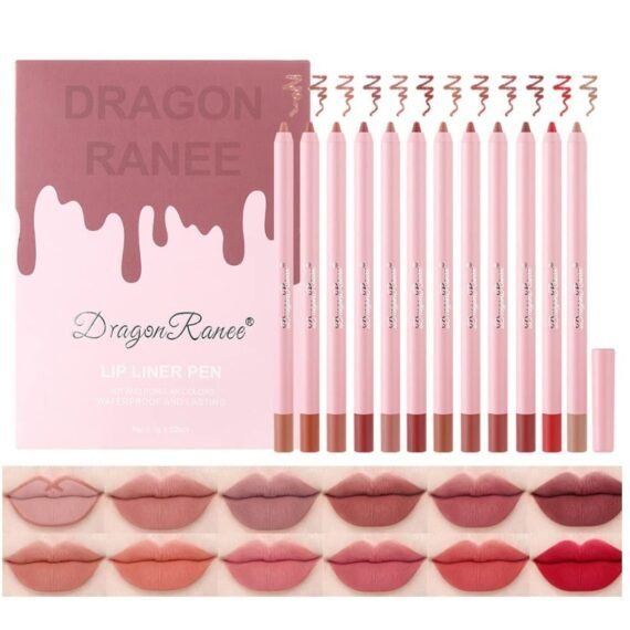 12 Pcs Lip Liner Pen Lipstick Set Waterproof Long Lasting Lipstick Lip Contour Makeup Lip Pencil Set Full Color One Stroke Define Lip Liner for Women