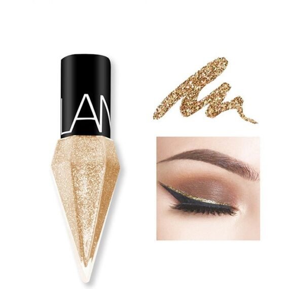 Liquid Glitter Eyeliner, Metallic Shimmer White Diamond Eye Liner Stick, Waterproof Long Lasting Quick Drying High Pigmented Sparkle Eyeshadow, Glitter Eyeliner for Eye Makeup(Champagne gold)