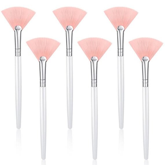 6 Pcs Facial Brushes Fan Mask Brushes, Soft Mask Applicator Brush Tools Slim Makeup Brushes Cosmetic Tool For Peel Glycolic Mask Makeup And Mud Cream (Pink, 5.91 Inch)