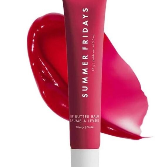 Tinted Lip Butter Balm - Conditioning Vegan Lip Balm for Instant Moisture, Shine & Hydration - Sheer-Tinted, Soothing Skincare - Cherry (.5 Oz)
