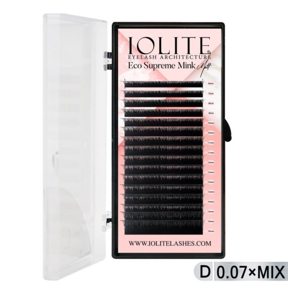 Iolite Eco Supreme Mink Matt Lash Extension Tray D – Curl – 0.07T (6mm–15mm) – Matt Finish, Premium Eco-Friendly Eyelashes for Lash Artists ISMMD7T