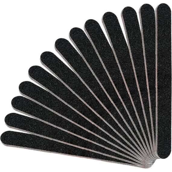 Nail File Set, Double Sided Emery Board-Nail Buffer Files Manicure Tools For Nail Grooming And Styling-Black 100/180 Grit (6 Pieces Nail File)