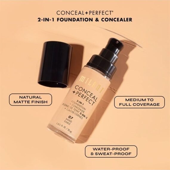 Conceal + Perfect 2-in-1 Foundation + Concealer - Natural Tan (1 Fl. Oz.) Cruelty-Free Liquid Foundation - Cover Under-Eye Circles, Blemishes & Skin Discoloration for a Flawless Complexion