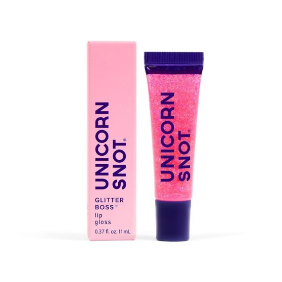 UNICORN SNOT Holographic Glitter Lip Gloss | Sparkly & Shimmer Lips for Christmas Glitter Makeup | Stocking Stuffers for Holiday Gift | Vegan & Cruelty Free 0.37 fl oz (Flamingo/Holographic Pink)