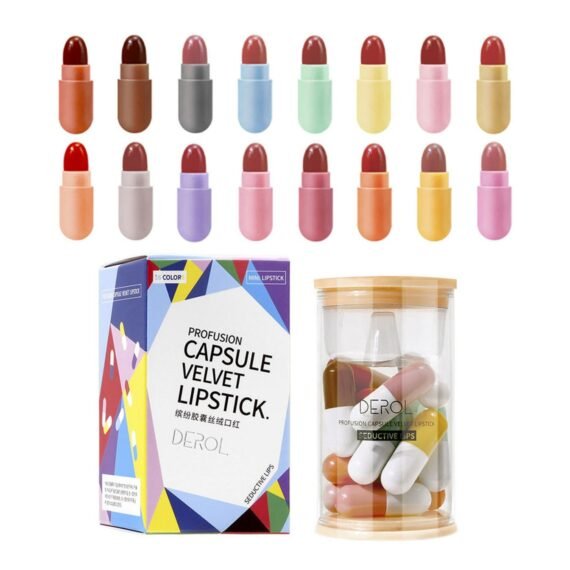Lipstick Set For Women 16pcs Matte Moisturizing Mini Capsule Lip Stick Velvet Long Lasting Waterproof Nude Non-Stick Cup 24 Hours Smudge Proof Permanent Color Stay Hydration Makeup Gift