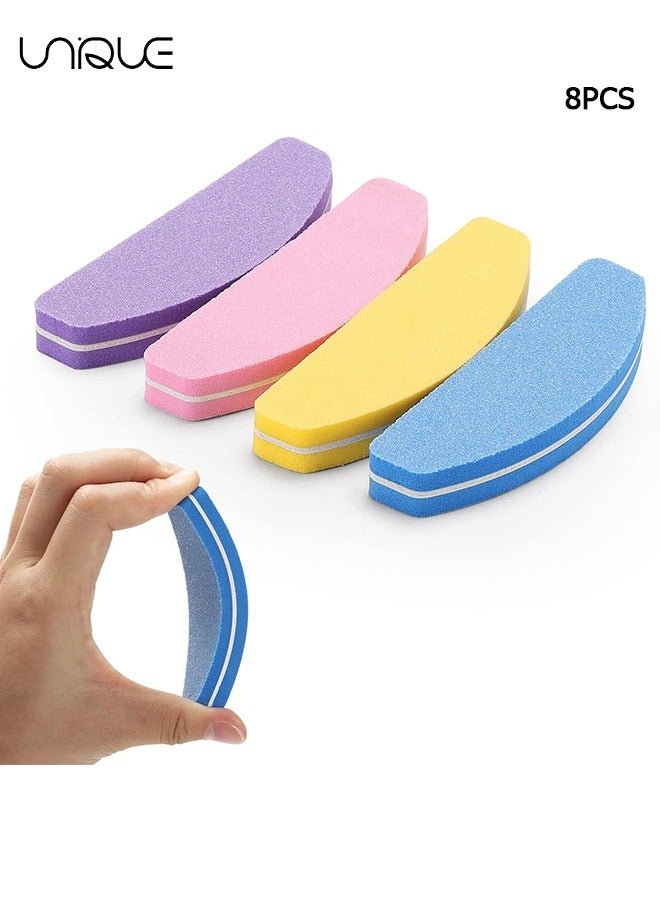 Nail Buffers (8 pcs), Buffer Block Nail Files Bulk for Acrylic Nails and Natural Nails Double Sided 100/180 Grit Portable Washable Sanding Buffing Buffers Arc Shape, Pedicure, Manicure