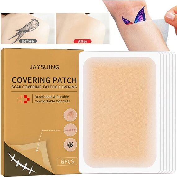 Tattoo Covering Up Sticker Ultra Thin Patch, Tattoo Concealing Tape Breathable And Waterproof Skin Concealing Tape Tattoo Flaw Conceal Sticker Patch Scar Cover Sticker (6PCS Skin Primary Color)