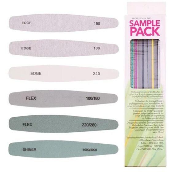 Nail File Set 6 PCS Nail Polishing Files Buffer Blocks Cleaning Brush Kit Manicure Pedicure Tools Set Sanding Nail File