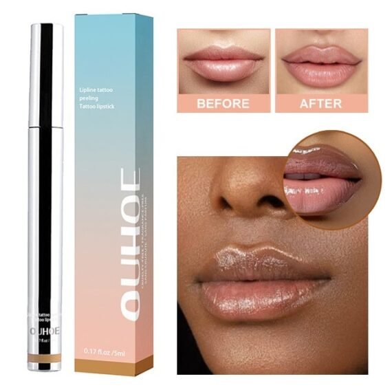 Lipline Tattoo Peeling Tattoo Lipstick- Peel Off Lip Stain, Long Lasting Lip Stain Peel Off, Infused With Hyaluronic Acid & Vitamin E #Dark Brown