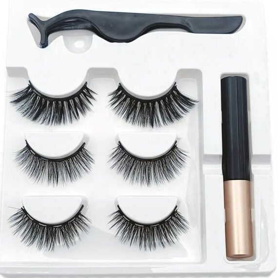 3 Pairs Magnetic Eyelashes Handmade faux Mink Eyelash Magnetic Eyeliner Beauty Makeup Set False Lashes Short Faux Cils No Glue Needed