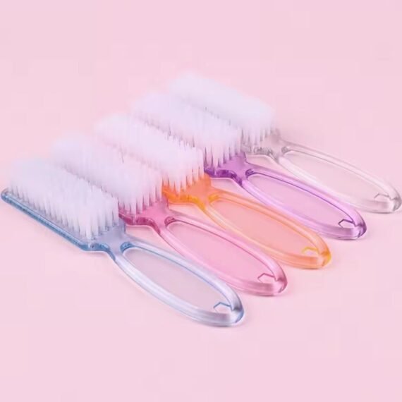 4Pcs Transparent Nail Brush Cleaning Brushes Plastic Handle Grip Multifunctional Brush Cleaner Scrubbing Pedicure For Manicure