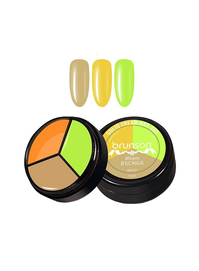Solid Cream Gel Nail Polish - 3 in 1 Pudding, High Pigmented Mud Nail Art Paint, Suit For Professional Nail Salon, Nail Starter 15 ml, BSCNG6