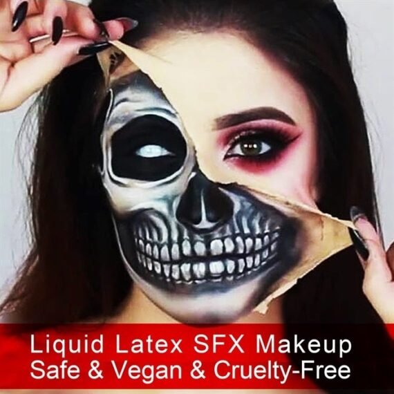 Liquid Latex SFX Makeup, 2.1 Oz Halloween Monster Zombie Clown Makeup Latex for Scald Burn Scar Wound, Cut, Skin Decay, Prosthetics, Old Age Wrinkle(Light Flesh)