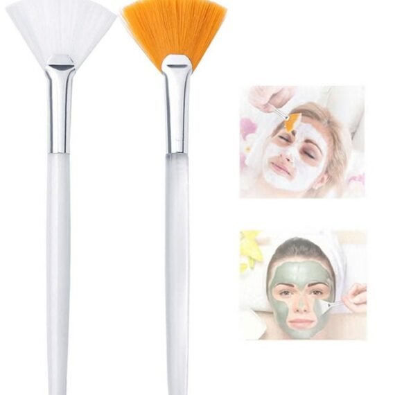2 Pieces Facial Applicator Brush, Soft Fan Brushes, Acid Applicator Brush, Cosmetic Makeup Applicator Tools for Mud Cream (5.91 Inches, Yellow, White)