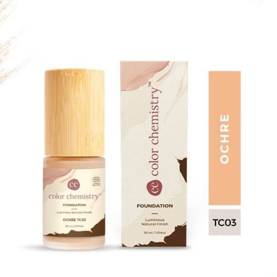 Color Chemistry Ochre Liquid Foundation - 30 ml, Enriched With Rosehip Andgreen Tea, For Luminous Natural Finish, Buildable Coverage, And Certified Organic