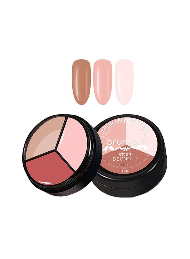 Solid Cream Gel Nail Polish - 3 in 1 Pudding, High Pigmented Mud Nail Art Paint, Suit For Professional Nail Salon, Nail Starter 15 ml, BSCNG17