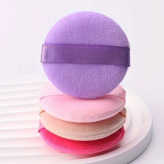4-Pack Unscented Flocking Makeup Blenders for Normal Skin – Multipurpose Beauty Powder Puffs