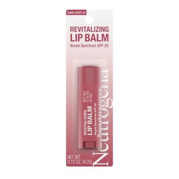 Revitalizing Tinted Lip Balm Broad Spectrum SPF 20 Sunscreen, Moisturizing Lip Balm with a Sheer Tint for Softer, Smoother, Healthier-Looking Lips, Sheer Sunny Berry 30, .15 oz