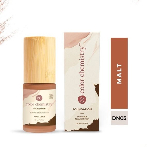 Color Chemistry Malt Liquid Foundation - 30 ml, Enriched With Rosehip Andgreen Tea, For Luminous Natural Finish, Buildable Coverage, And Certified Organic