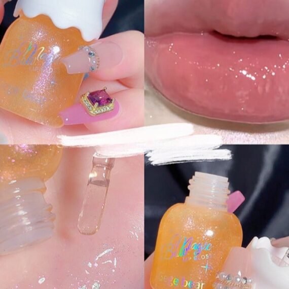 Shiny Lip Gloss Shimmer Lip Gloss For Fuller Looking Lips Moisturising Hydrating Lip Care Lip Oil With Soft Brush Head Orange Glitter