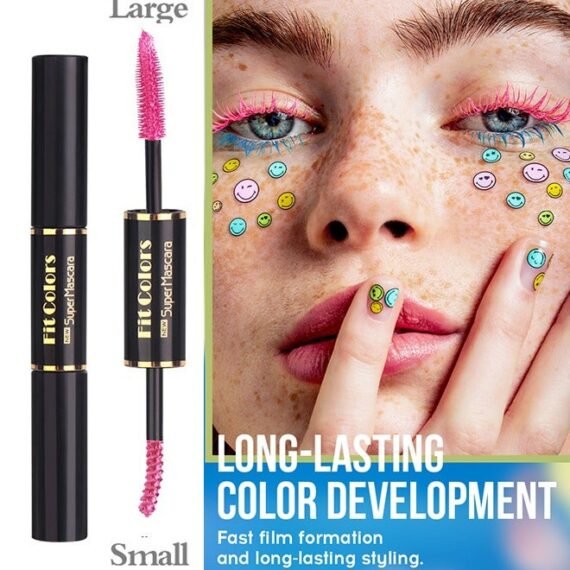 Double-Headed Colored Mascara - Silk Fiber Mascara with Folding Eyelash Comb Brush,Liquid Colored Mascara Lash Extensions,Waterproof, Sweat-proof, Non-blooming, Long and Multi-color Base #06 Pink