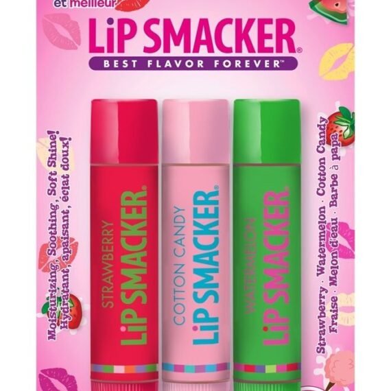 s Flavored Lip Balm Trio Original & Best, Strawberry Watermelon, Cotton Candy, Clear Matte, For Kids, Women, Men,3 Count (Pack of 1)