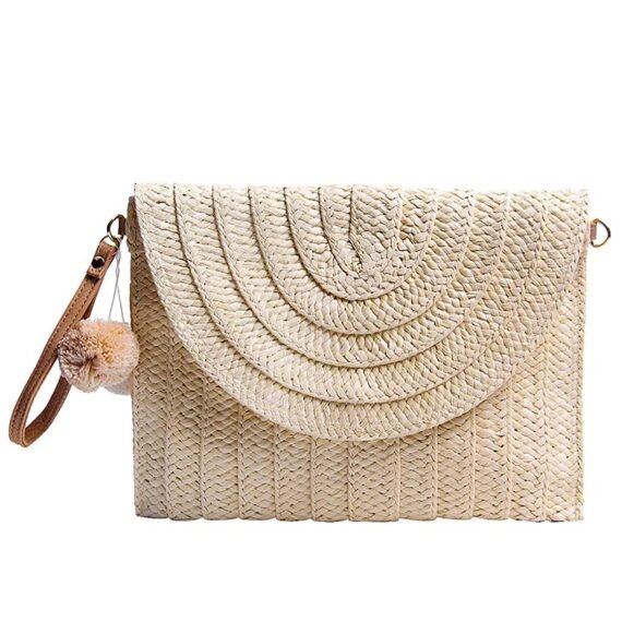 Women's Straw Clutch Purse Summer Beach Bags Envelope Wallet Woven Handbags