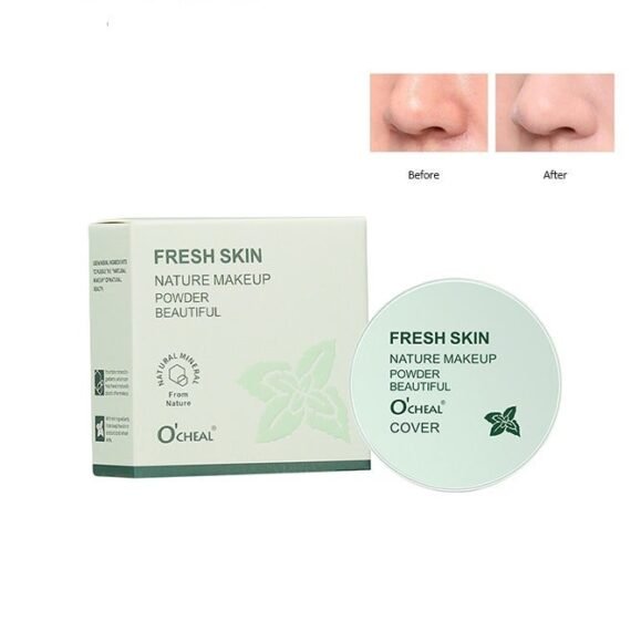 Fresh Skin Nature Makeup Powder,Green Tea Mineral Setting PowderLong-lasting Oil Control Pressed Powder, Waterproof Matte Finish Flawless Setting Powder Madeup,Minimizes Pores & Fine Lines