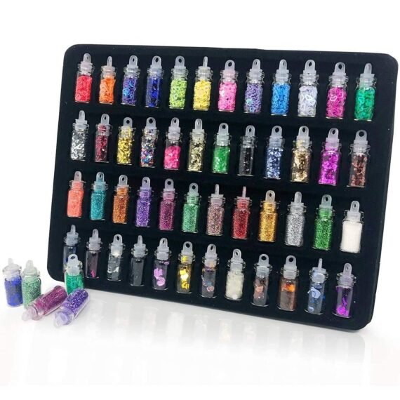 48 Bottles Nail Art Sequins Glitter Shine Powder Manicure