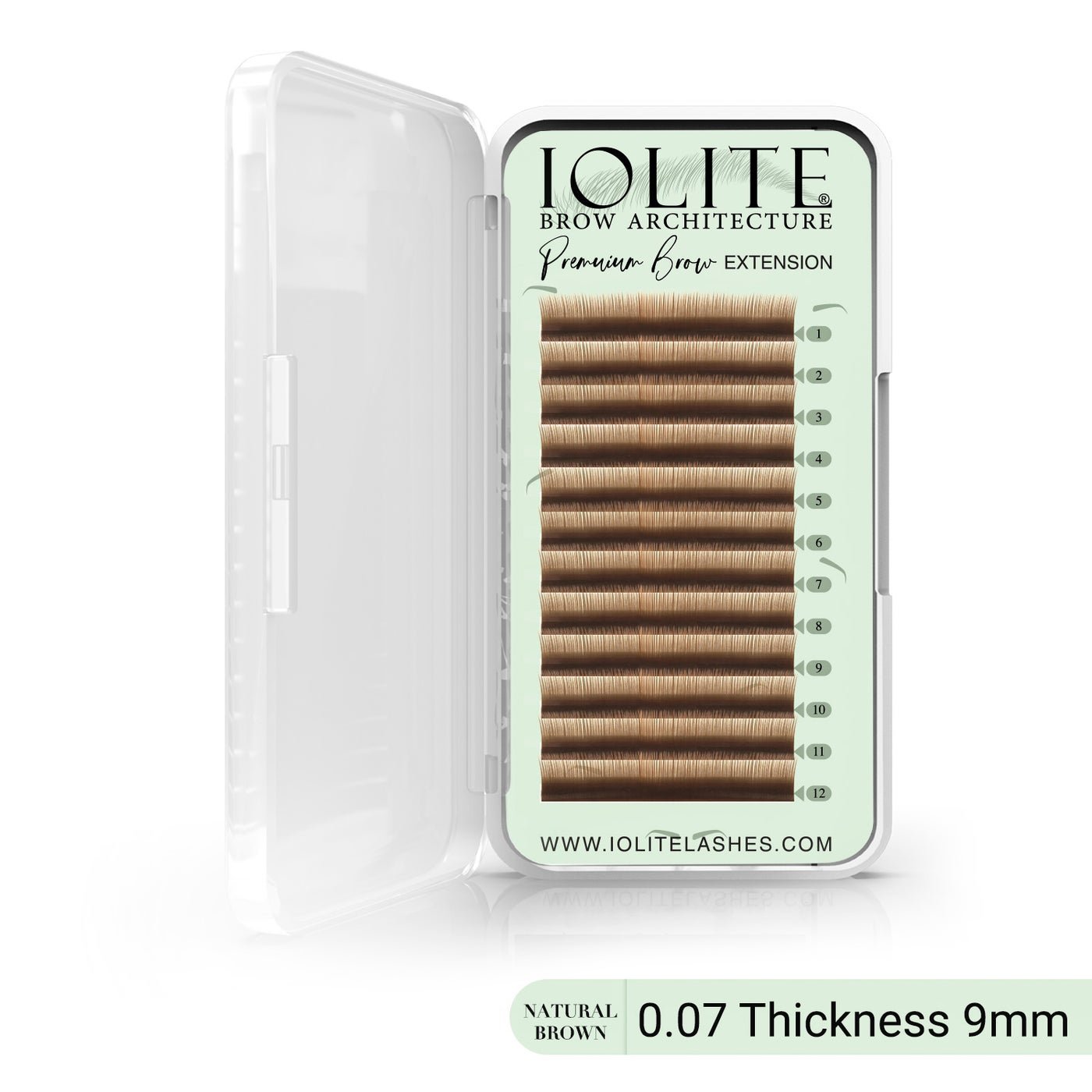 Premium Eyebrow Extension Brow Natural False Eyebrows in Tray -Brow Extension 0.07T Thickness ; Length - 8mm, 9mm, Mix - Natural Brown IBNNB7 - 9mm