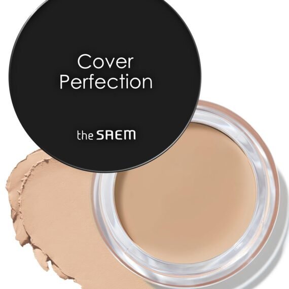 THESAEM Cover Perfection Pot Concealer 0.14oz - 01 Clear Beige for Fair to Medium Skin Tones - Single Pot Intensive Coverage Balm for Dark Circles, Blemishes & Imperfections - Korean Makeup