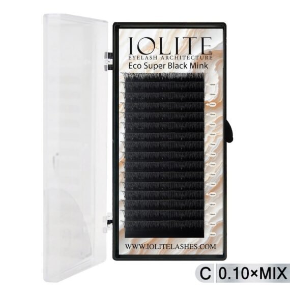 Iolite Super Black Mink Lash Extension – C Curl 0.10T Mix (6mm–15mm) | Premium Black Mink Eyelash Extension Tray for Lash Artists ISBMC10T - Mix2