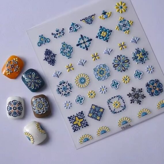 Elegant Bohemia Design 5D Nail Stickers Nails Transfer Sliders Embosses Decals