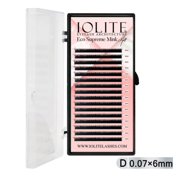 Iolite Eco Supreme Mink Matt Lash Extension Tray D – Curl – 0.07T (6mm–15mm) – Matt Finish, Premium Eco-Friendly Eyelashes for Lash Artists ISMMD7T - 6MM